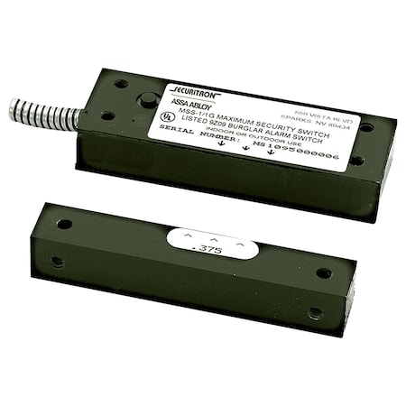 Securitron Mag Lock, Surface Mount Maximum Security Switch, Black, 12/24 VDC MSS-1G